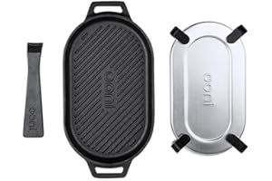 Ooni Poêle à Griller en Fonte - Manche Amovible - Grill Viande - Four à Pizza - Accessoires