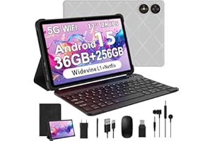 WOREGOO 11 Pollici Android 15 Tablet, 5G WiFi, Tablet in Offerta Octa-Core, 36GB RAM+256GB ROM (1TB TF), Display 2000x1200 FHD, Widevine L1/8+13MP/8000mAh/GMS/GPS, con Tastiera+Mouse (Grigio)