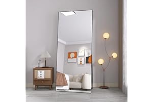 TEOSTWF Specchio rettangolare da terra con supporto, 180 x 80 cm, da parete, da appendere o appoggiare, per soggiorno e camera da letto