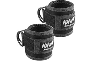 ‎HAWK SPORTS Hawk Sports Ankle Straps for Cable Machines for Enhanced Booty, Glute, Leg & Other Lower Body Workouts, Strong and Portable Glute Kickback Ankle Strap (Pair) for Safely Weightlifting an Extra 220 lbs.