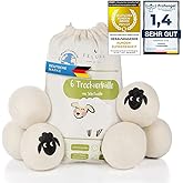 Feluna® Öko Trocknerbälle XXL 6er Set 100% Schafswolle für Wäschetrockner - Natürlicher Weichspüler Waschbälle für Daunenen, 