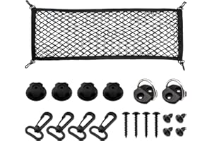 VEHIRIE Red de Almacenamiento, Red Elástica Maletero, 90 x 30 cm Organizador de Coche Fija para Equipaje con 8 Ganchos Apto para La Mayoría de Los Modelos, Negro