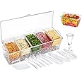 Ozwen Chilled Condiment Server Tray with 5 Compartment & Lid & Tongs & Spoons & Forks & Mini Cup, Garnish & Salad & Pizza Topping Station & Serving Container for Bars & Parties & Gatherings (4500ml)