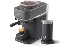 ‎PHILIPS PHILIPS Baristina Espressomaschine und Milchaufschäumer Paket – Automatisches Mahlen, Tampen & Brühen, 16 Bar, Kaffeemaschine mit Mahlwerk & Siebträger, leichte Reinigung, Schwarzgrau (BAR303/60)