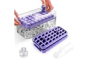SEACHRGIF Cubiteras Para Hielo, Moldes Hielo,Bandeja Hhielo,Cubitera de Grado Alimenticio, Liberación de Todos Los Cubitos de Hielo en un Segundo, Molde Hielo Reutilizable Para 64 Ice Cube Tray （morado）