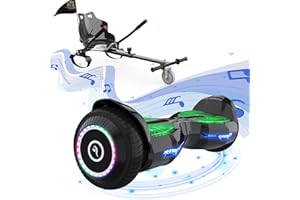 EVERCROSS MOTO Hoverboards mit Sitz, 6,5” Go-Kart Hoverboards, Selbstausgleichender Scooter für Kinder mit Bluetooth-Lautsprecher, App und LED-Lichtern