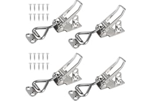 EXLECO 4Pcs Loquet à Bascule Acier Inox Loquet de Serrage Fermeture Capot Fermeture a Levier Capacité de Rétention 100kg 220lbs Menuisier Sauterelles Bascule Pince Réglable pour Armoire Porte