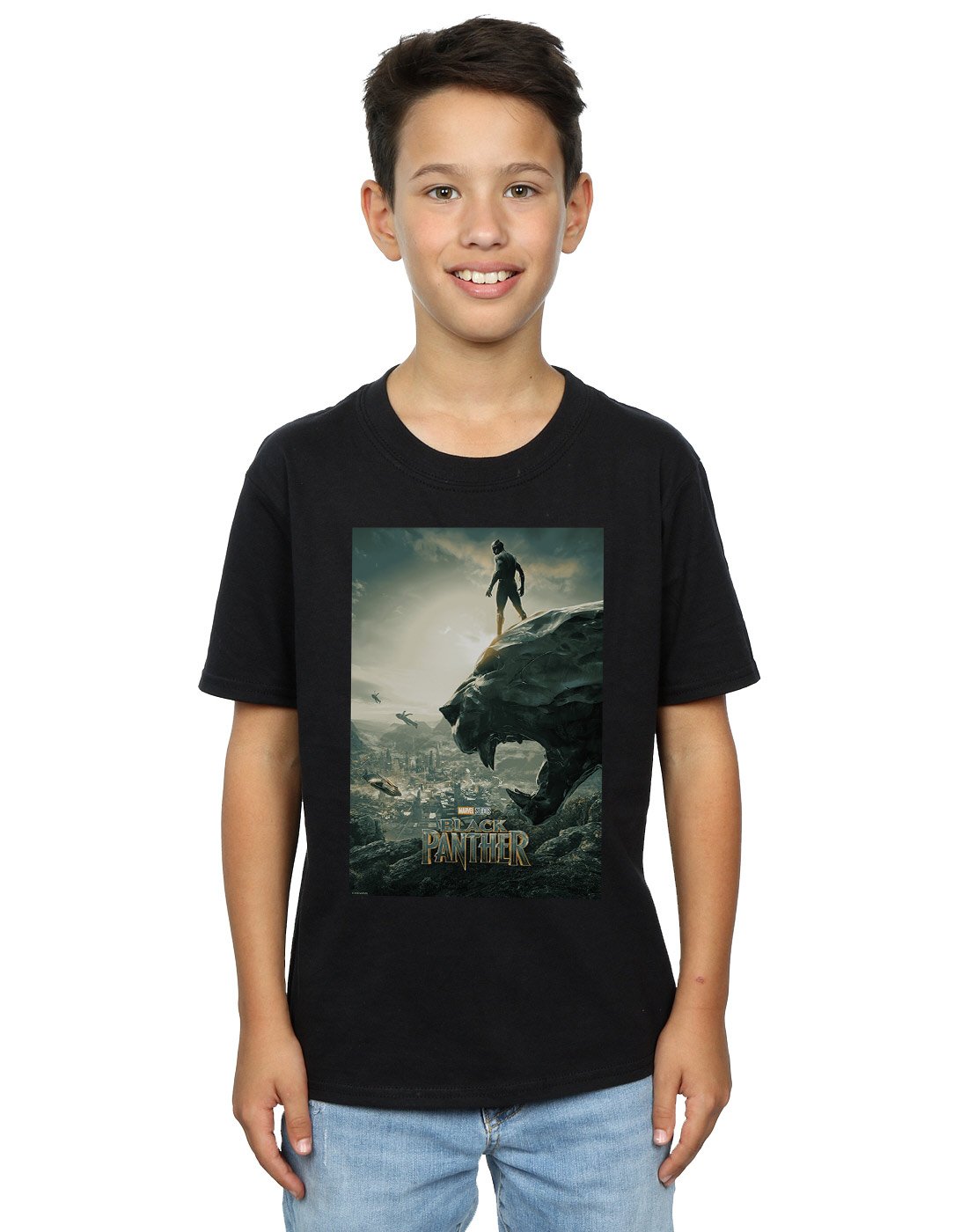 Marvel-Jungen-Black-Panther-Poster-T-Shirt