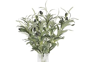 MOZEAT LENS 10 bastoncini di ulivo finti rami di ulivo per vasi, doppia forcella, per interni, per centrotavola, rami di ulivo finti per vasi, realistici, da tavolo, per feste di nozze (26 cm)