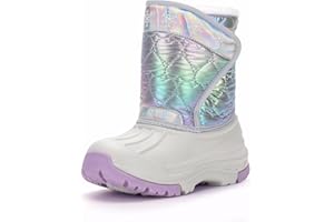 FUNCOO PLUS Thermo Junge Mädchen Wasserdichte Stiefel Anti-Rutsch Warme Schuhe Winter Im Freien Gummistiefel Kinder