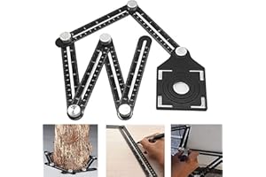MISS GOOD Multi Angle Measuring Ruler Adjustable Angle Measurement Tool Aluminum Alloy Angleizer Template Tool with Drill Guide Opening Ceramic Tile Hole Punch Locator for DIY Builders Carpenters Craftsmen