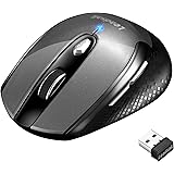 Wireless Mouse for Laptop Silent Cordless USB Mouse Wireless Optical Computer Mouse, 6 Buttons, AA Battery Used,1600DPI with