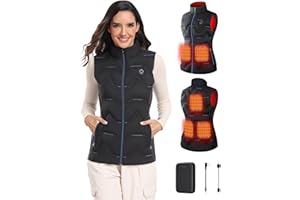Kintiwe Chaleco Calefactable, Chaleco Calentador para Mujer Hombre con Bateria, USB Electrico Chaleco Termico con 3 Temperatura Ajustables para Camping Caza Camping Pesca