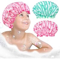 Duschhaube Für Kinder – 3 Stück, Wasserdicht, Doppellagig, Mit Süßen Einhorn-Motiven