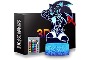 Nefelibata Sonic The Hedgehog 3D Night Light for Kids, 3D Illusion Lamp with 16 Colors Change and Remote Control, Sonic Toys Birthday Gift for Boys and Girls (Hedgehog)