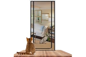 PIYMNYS Katzennetz für Balkon Katze Mesh Haustiere Bildschirm Tür mit Reißverschluss Cat Screen Door for Wohnzimmer, Schlafzimmer, Küche, Terrasse, Hund Katze Gittertür (90x200cm)