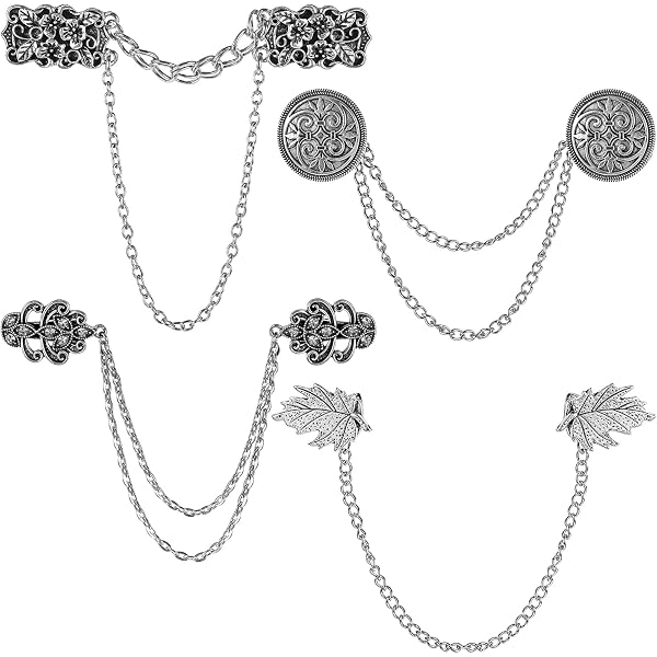 Piriuuo 3 Pcs Vintage Dress Clips Back Cinch, Shawl Sweater Brooch Shirt Clips For