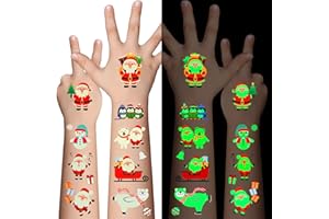 AWINMAY Awinway Leuchtende Weihnachten Tattoos Kinder - 120 Stücke Weihnachten temporäre Tattoo-Aufkleber für Jungen Mädchen,Weihnachten Party Favors Kinder Strumpf Stuffers und Geschenke 10 Blätter