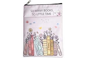Gyoungt Light Pink Book Sleeve with Zipper and Front Pocket with Words So Many Books So Little TimeBook Protector for GILR who Love Books Organizer Pouch Book Covers for Paperback