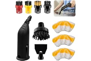 ANTREATU 10 Pcs Steam Cleaner Accessories Sutiable for Kärcher SC1 SC2 SC3 SC4 SC5 SC7 CTK10 CTK20, Round Brush and Nozzle Set for Kärcher Includes Round Brushes Nozzles Extension Tube ＆ Steam jacket