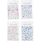 Fontenay Tırnak Sticker Protez Tırnak Kalıcı Oje S&uuml;sleme, Nail Art Sticker Set 4 Adet Renkli