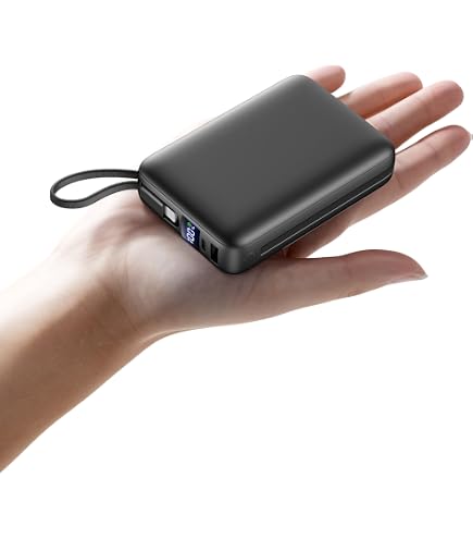 PWR Travel PRO 5-in-1 Power Bank with Case Included 10,000mAh with Built-in Cables 20W USB-C + 15W Wireless Charging Compact Portable Charger for iPhone & Android - White