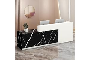 CCUKTFN Bancone Reception Moderno con Spazio di Archiviazione, Scrivania Reception da 100–240 cm con Cassetto e Ripiani, Ideale per Uffici, Saloni, Hall e Negozi