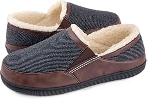 ULTRAIDEAS Kapcie męskie, pluszowe pantofle, zimowe, ciepłe, filcowe pantofle z gumową taśmą z pianki z pamięcią kształtu, wełna kaszmirowa, antypoślizgowa gumowa podeszwa