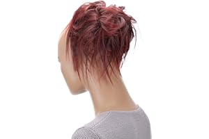 ‎CAISHA CAISHA Jumbo Haarteil Haargummi Dutt Flora Hochsteckfrisuren Brautfrisuren Natürlich Gewellt Unordentlich DM17cm Rot Mix G9F