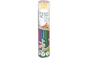 STAEDTLER 185 MD12 Noris Colour Crayons de couleur (haute résistance à la rupture, forme hexagonale, design attrayant à rayures ergonomique, matériau WOPEX, lot de 12 couleurs, boîte métallique