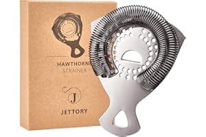 Jettory Hawthorne - Colador de cóctel de acero inoxidable negro, se adapta a la mayoría de cocteleras y vasos, colador de barra de grado profesional