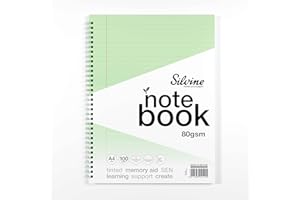 Silvine A4 Green Paper Dyslexia Notebook - Lined with Margin (100 Pages)