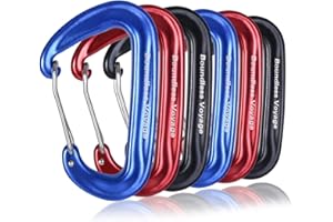 iBasingo 2-6 mosquetones sin Bloqueo, Resistentes, 12KN Anillo, duraderos, Resistentes y Ligeros, Forma de D, mosquetones de aleación de Aluminio para Hamaca, Camping, Senderismo, Pesca