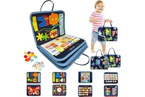 Toddler Busy Board Montessori Sensory Toys For 1-4 Years Old Birthday Gifts | Travel Essential Game for Airplane Car, Kid Preschool Developing Educational Activity Busy Book For Basic Shape Color