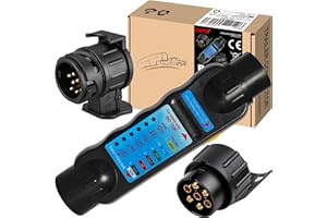 ‎CXTM CXTM Trailer Tester 7-Pin Trailer Socket Plug Tester 7-Pin Lighting Diagnostic Device Trailer Diagnostic Tool 12 V with 13 Pin to 7 Pin Adapter