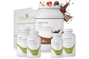 ‎VITACARE VitaCare 21-Tage Stoffwechsel-Kur Schoko, 6-teiliges Komplettpaket für HCG-Diät mit Proteinshake, MSM, Multivitamin Complex, Omega 3 plus & OPC