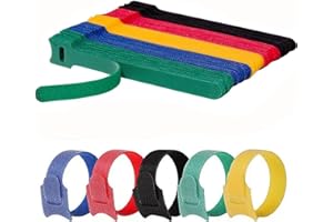 KHAOP 50 x Reusable Cable Ties Black, Adjustable Releasable Hook and Loop Cable Straps for PC Cable Management, Organizing Cords, TV, Desk - Multicolored