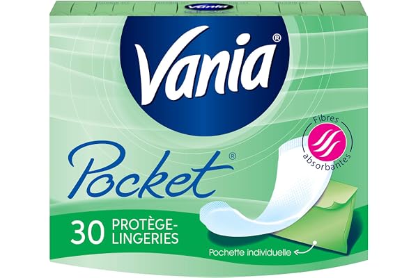 Vania - Protège-slips Pocket Normal (boîte de 30 pièces) – Protège-lingeries taille mini avec pochette individuelle – Protection hygiénique avec jusqu'à 12h de contrôle des odeurs