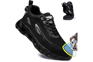 GUSAYEX Steel Toe Cap Boots Mens Work Boots Lightweight Safety Trainers Protective Non Slip Safety Shoes Industry Construction Work Trainers High Top Safety Boots