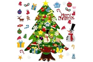Nircho Filz Weihnachtsbaum, DIY Weihnachtsbaum Mit 32 Pcs Abnehmbaren Hängenden Ornamenten, Hängend DIY Weihnachtsbaum Set für Wand Dekoration, Kinder Weihnachten Geschenk