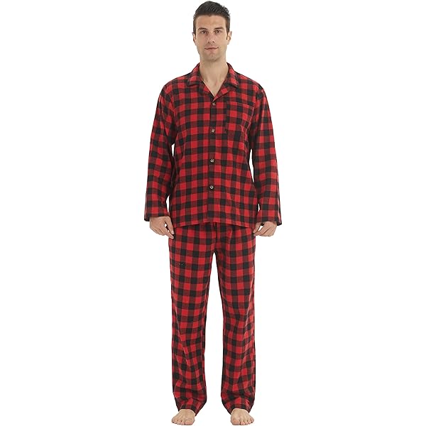 iClosam Pyjama voor heren, winter, katoen, 2-delige pyjama-set