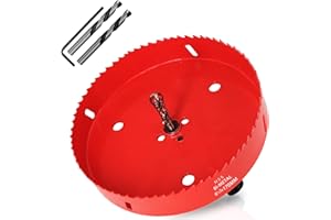 KACNON Lochsäge 170mm, Universal Schnellarbeitsstahl HSS M42 Bi-Metall Lochsägen mit Sechskant-Schaft und Bohrer, Komplette Größen, für Holz, Kunststoff, Gipskarton, Blech, Rot