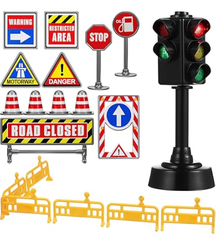 KONTONTY Verkehrsschilder Spielzeug - 62-teiliges Set Mit Ampeln & Leitkegeln