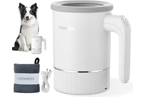 DOGNESS Nettoyeur Pattes pour Chien, Grande Automatique de Pawcleaner pour Chiens Avec Silicone Souple, 2400 mAh Lave Pattes pour Chien, Charge Rapide USB, Nettoyeur de Pattes d'animaux à 360° (Blanc)