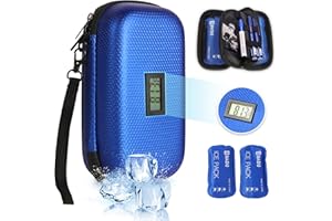 RCBDCYGJ Insulinkühler Reisekoffer TSA genehmigte Medikament Diabetischer Kühler für Reisen mit Thermometer Temperaturanzeige Kühler Medizin Organizer Tasche mit 2-Eis-Pack (blau)