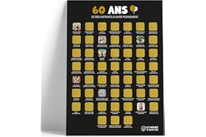 LE MONDE À GRATTER Poster à gratter anniversaire 60 ans - Format A3 - Encre à gratter dorée agréable et sans traces - 52 activités à vivre pleinement - Cadeau 60 ans femme/homme