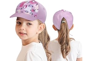 HERUAI Kids Baseball Cap with Ponytail for 3-8 Years Girls Boys Adjustable UV Protection Summer Hat Golf Sun Visor Hat Tennis Cap