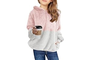 Imily Bela Kinder Mädchen Kapuzenpullover Fleece Hoodies Sherpa Pullover Teddy Sweatshirt Langarm Pulli mit Tasche