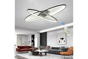 MQW Creativo Design del lampadario a LED Promise oscuramento remoto Lampade da soffitto ovali per corridoio Studio remoto, luci Soggiorno Personalizzate, Bianco e Nero, 95 cm,Nero,95cm …