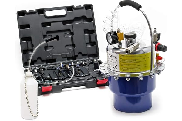 XPOtool Set Purge de frein pneumatique Réservoir 5L 3 bars max. Dispositif automatique Échange de liquide de frein Adaptateurs Large compatbilité Freinage sécurisé Auto Garage